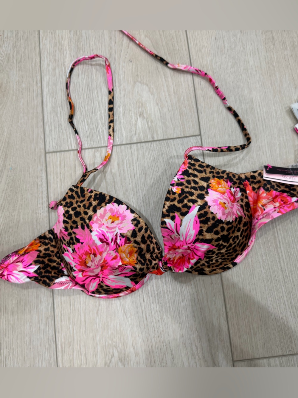 Victoria's Secret Pink Floral & Leopard Bikini Top